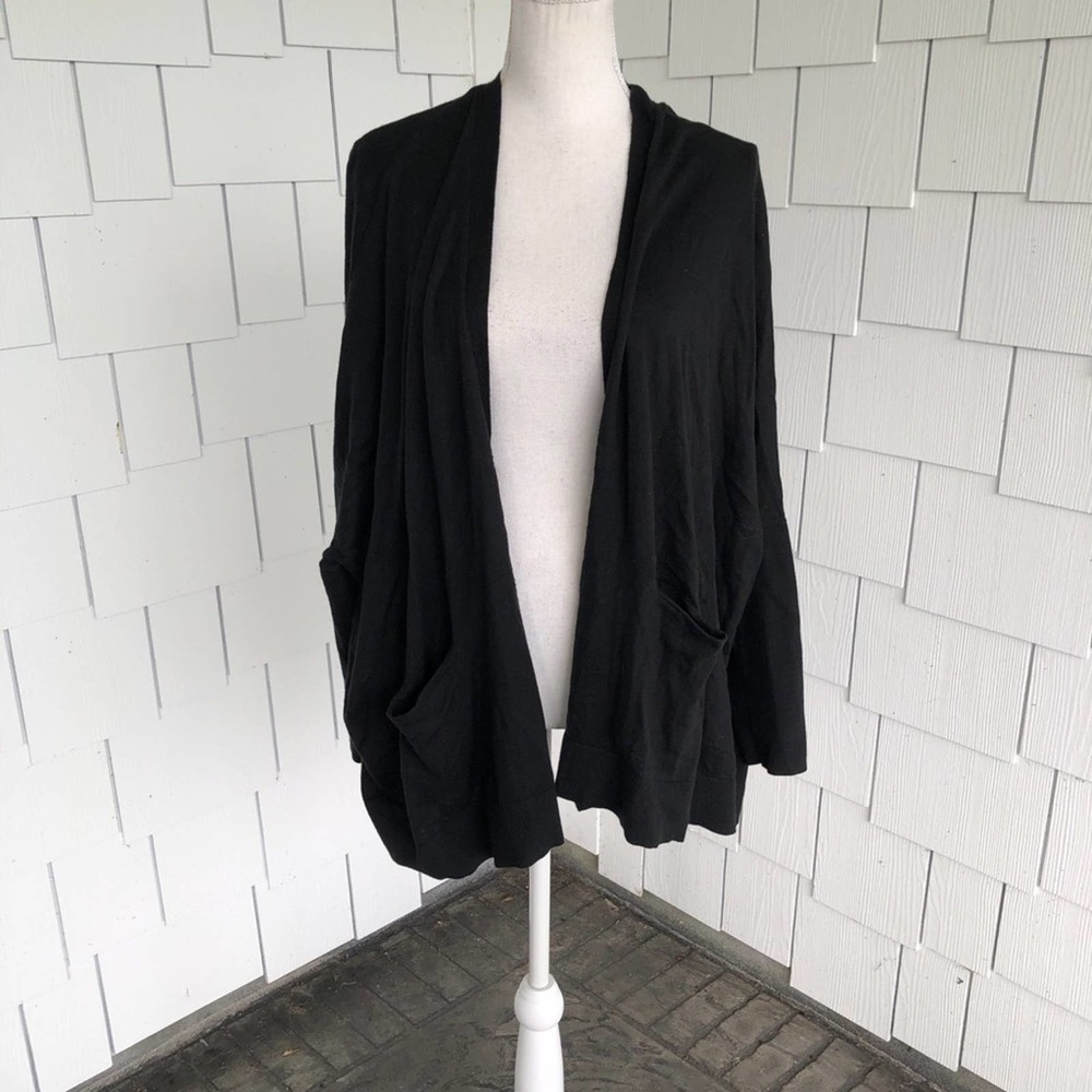 Moth for Anthropologie Women's Black Open Front Cardigan with Pockets sz XS/S